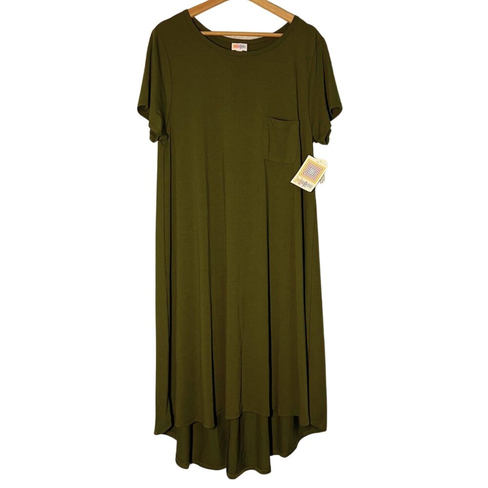 LuLaRoe Womens CARLY Short-Sleeve Green Dress Size XL